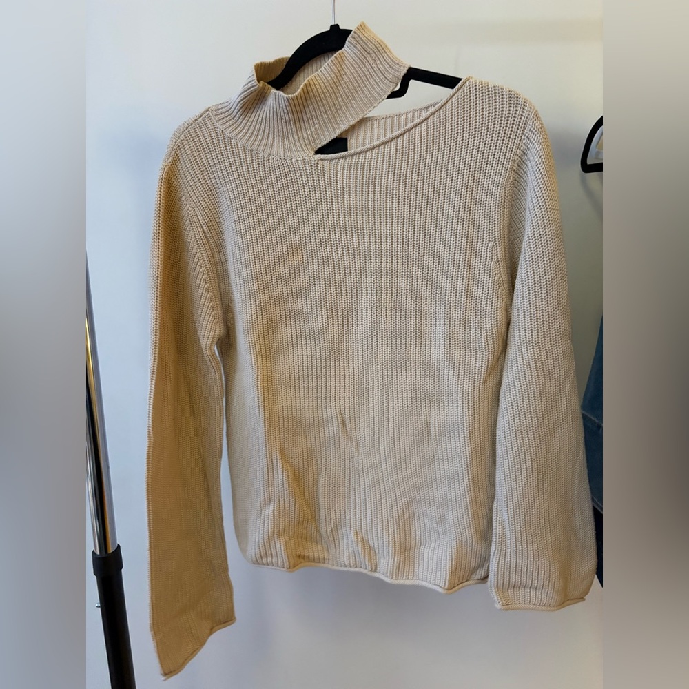 RtA Off-the-Shoulder Cream Sweater